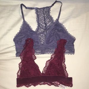 2 Victoria’s Secret lightly lined lace bralettes